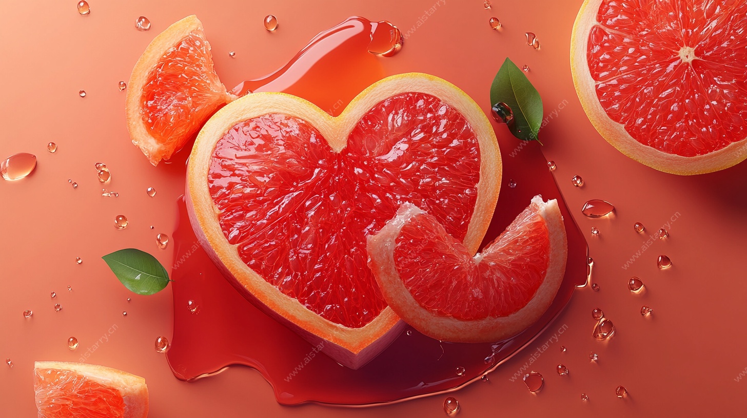 心形西柚切片艺术画面