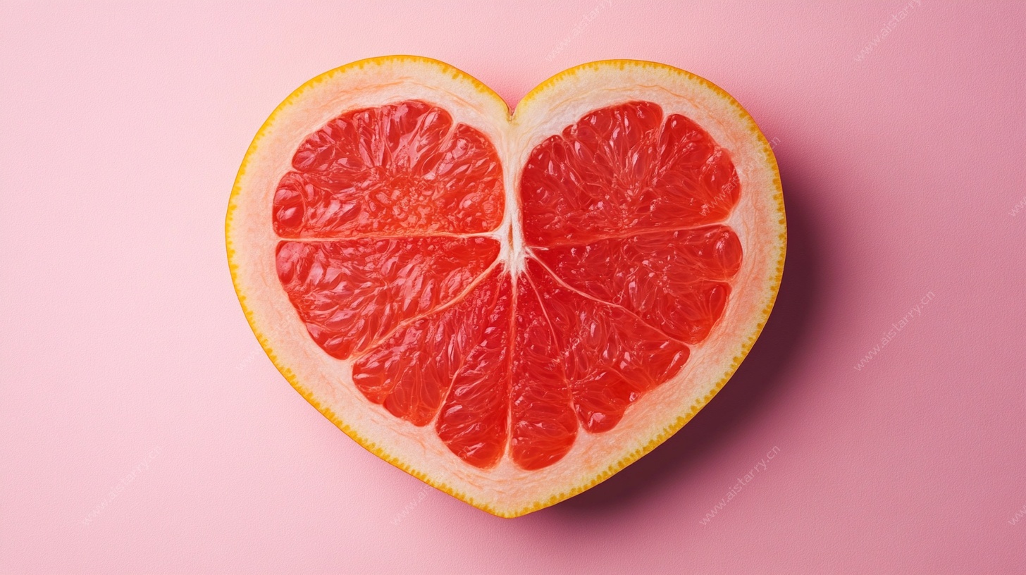 心形西柚切片特写