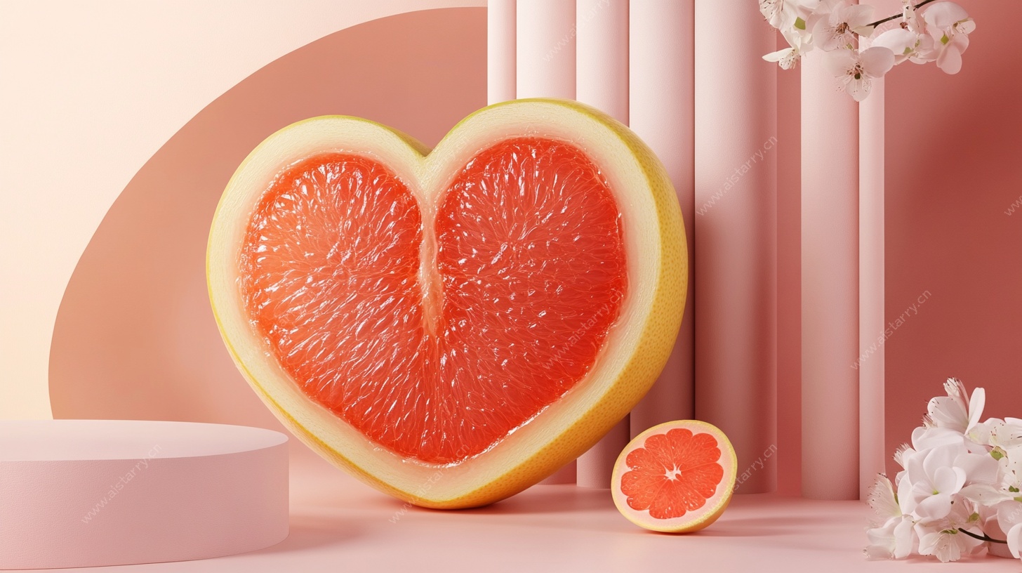 心形西柚创意静物图