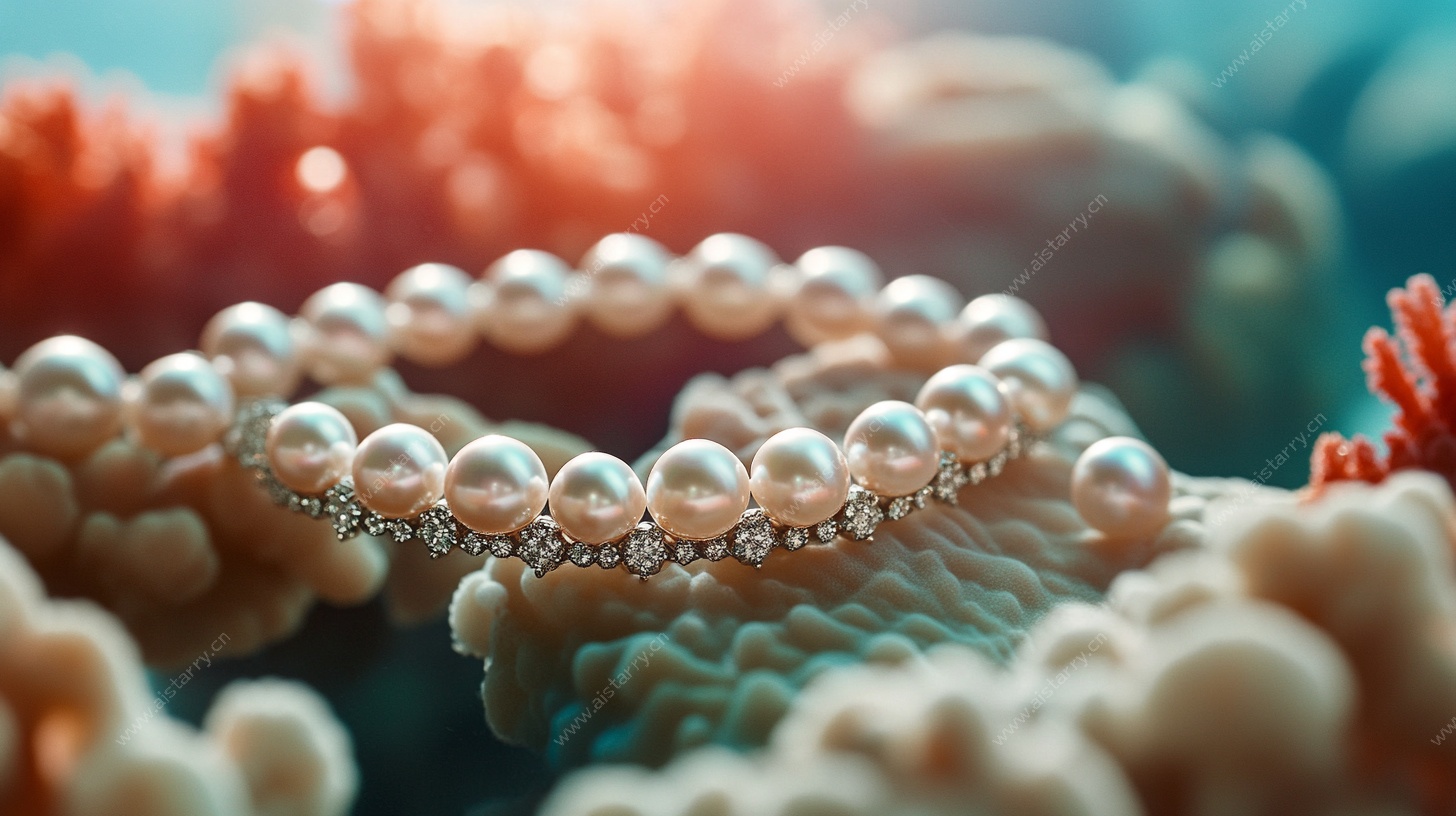 珊瑚上的珍珠手链