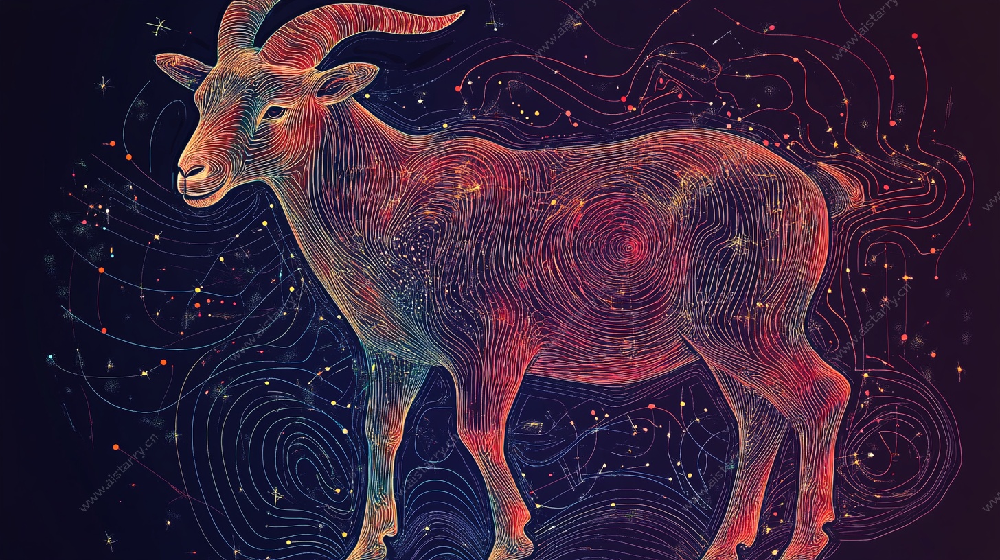 梦幻星空下的奇幻山羊