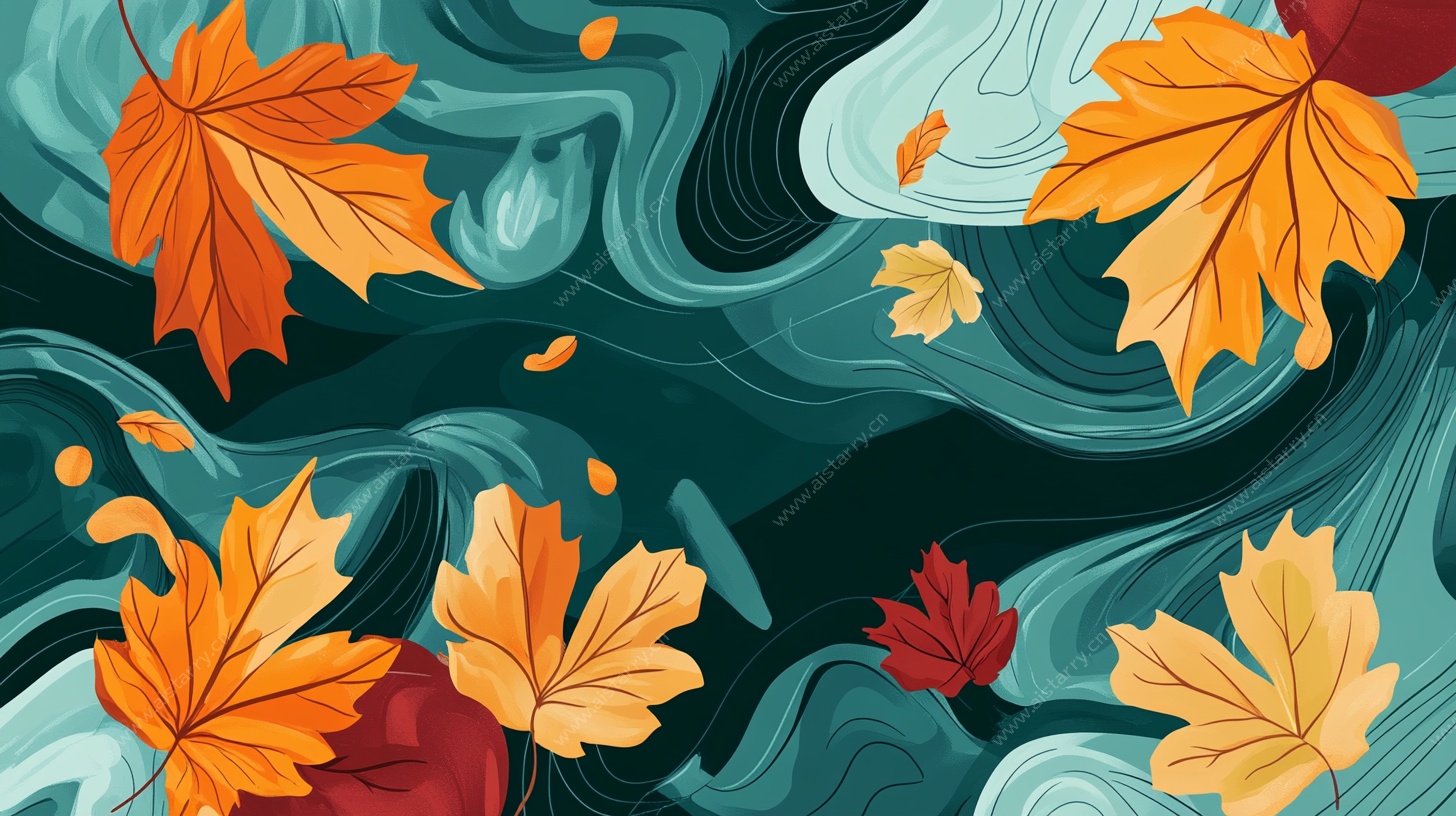 秋意枫叶流动背景图