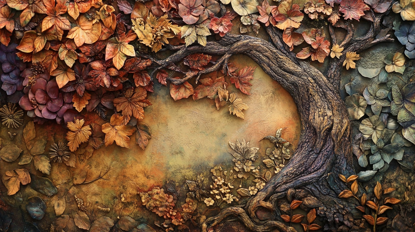 秋之树影浮雕艺术图景