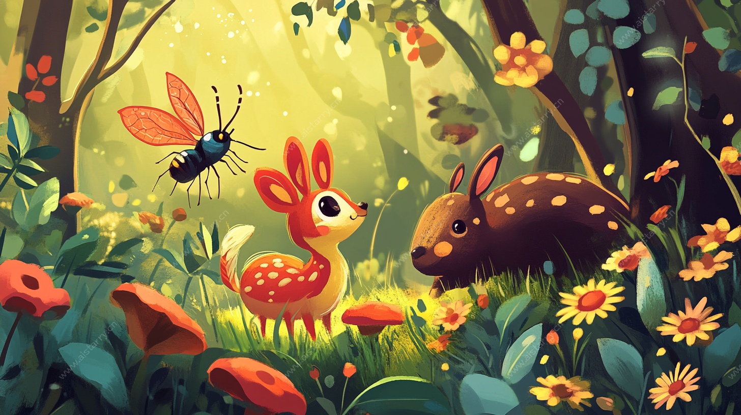 森林中的动物奇妙邂逅