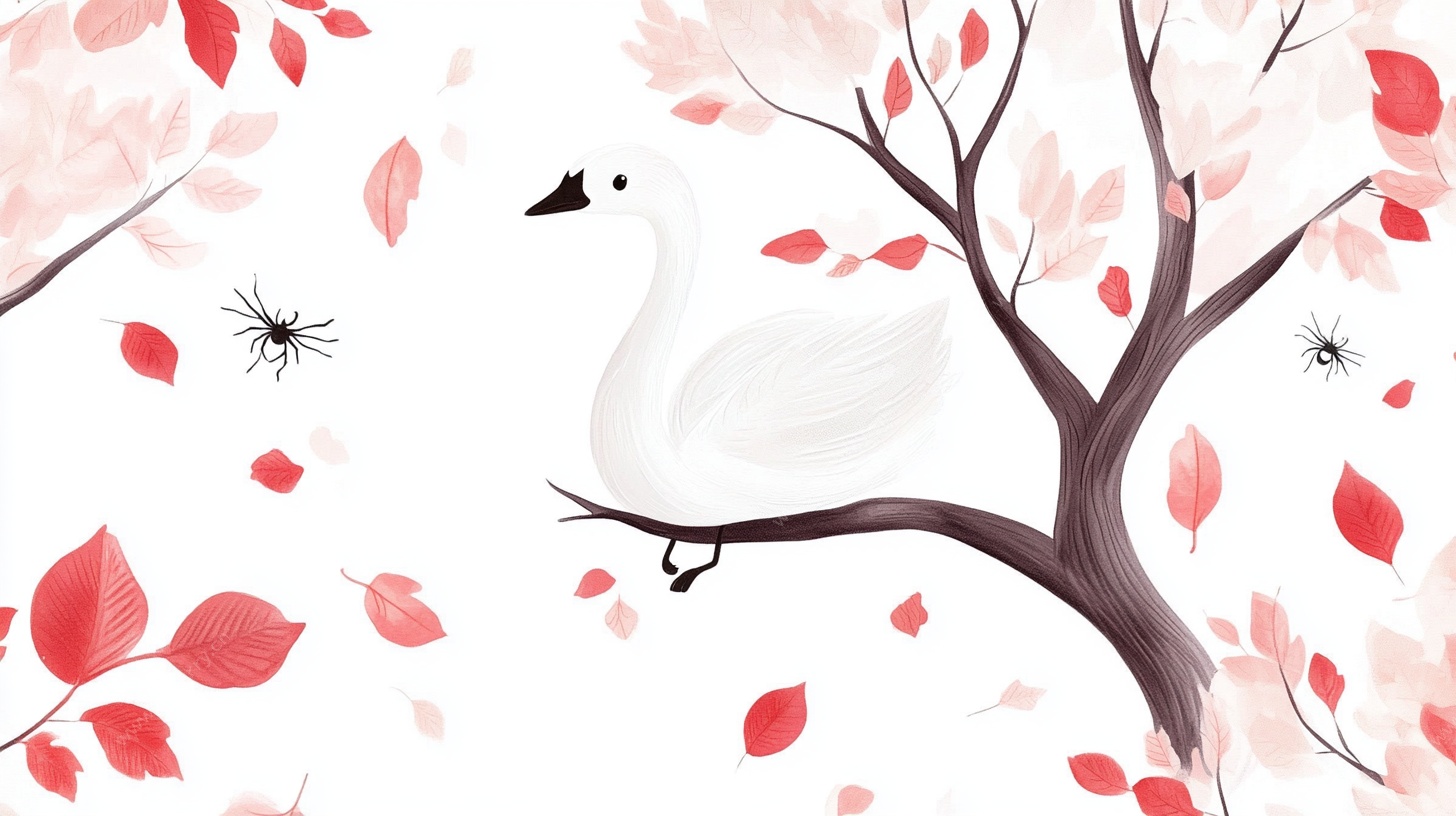 白鸟栖于繁花树枝间