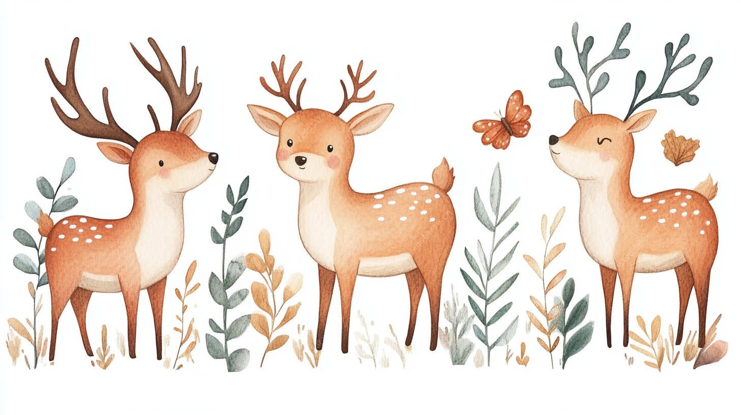 可爱小鹿的森林萌趣画面