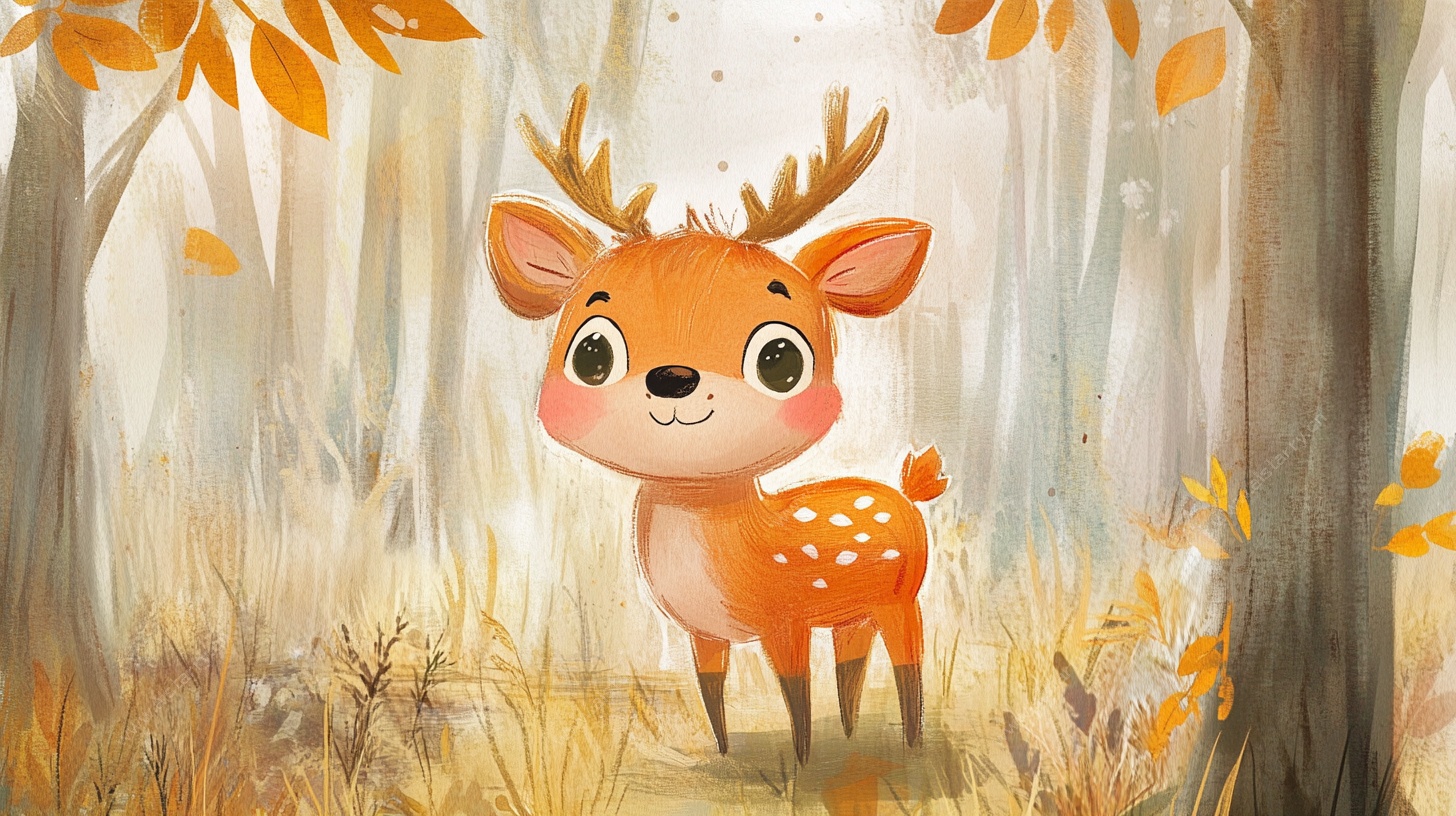 林中萌鹿的秋日奇遇
