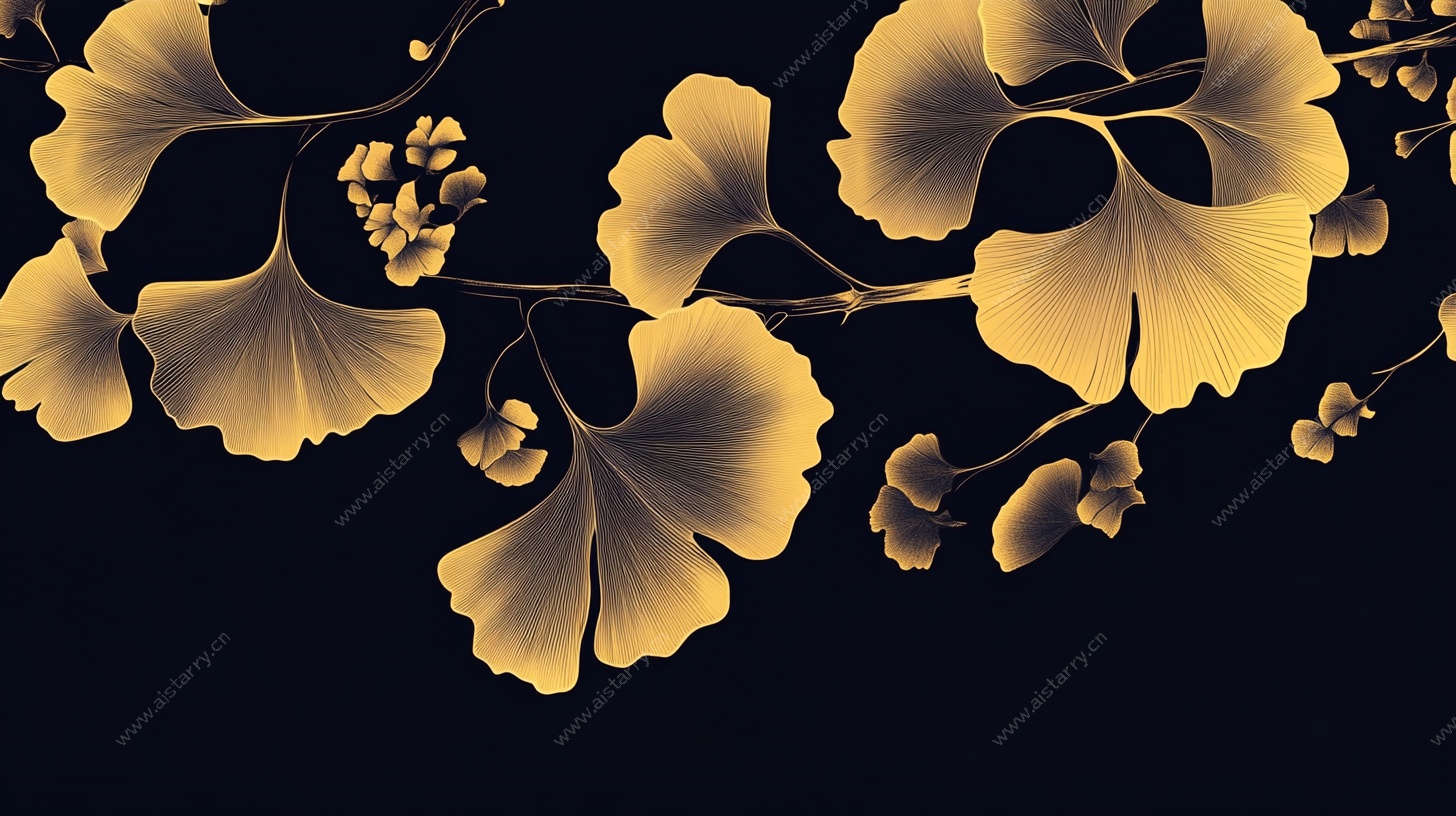 金色银杏叶装饰图案