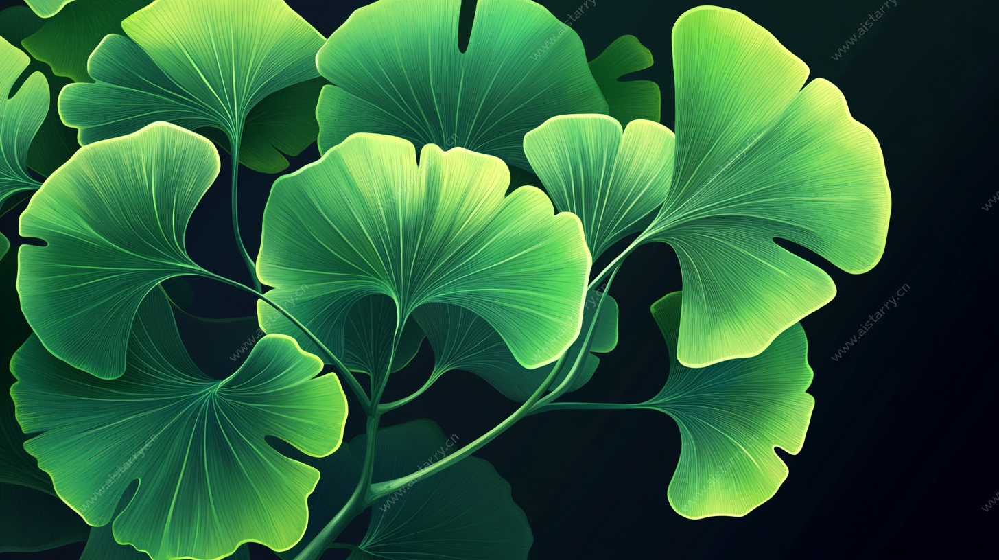 翠绿银杏叶 清新艺术风