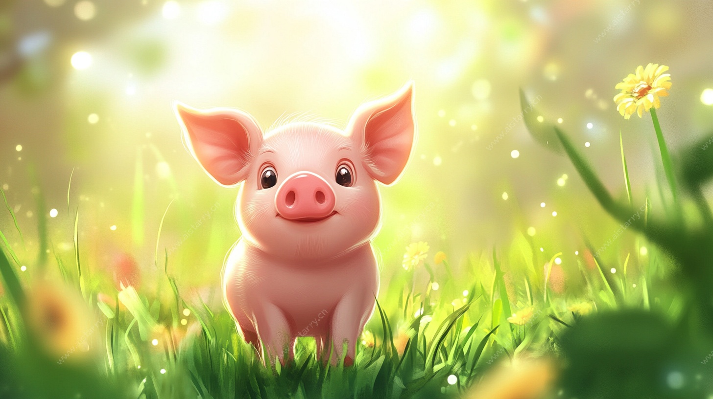 阳光下的可爱小猪