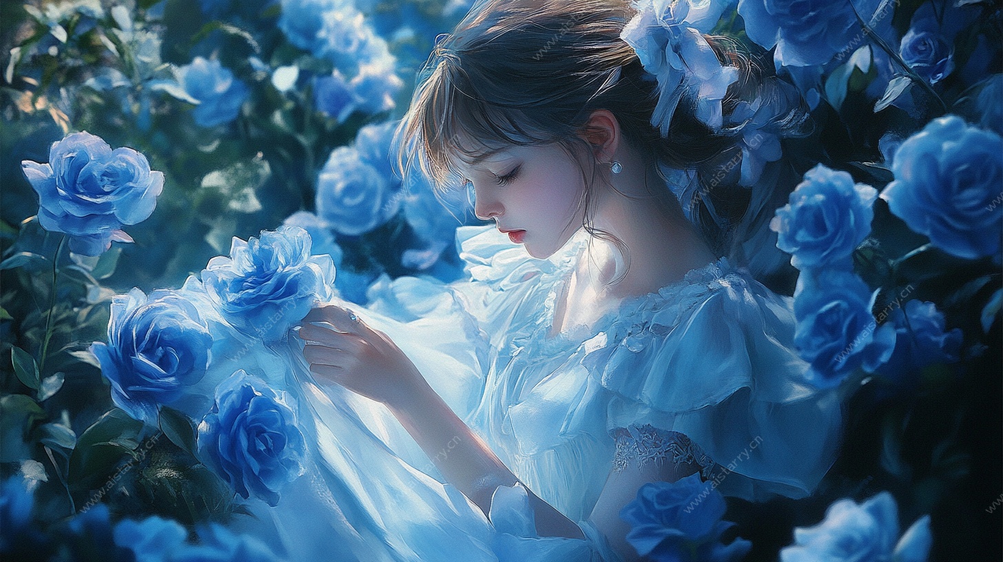 蓝玫瑰中的梦幻少女