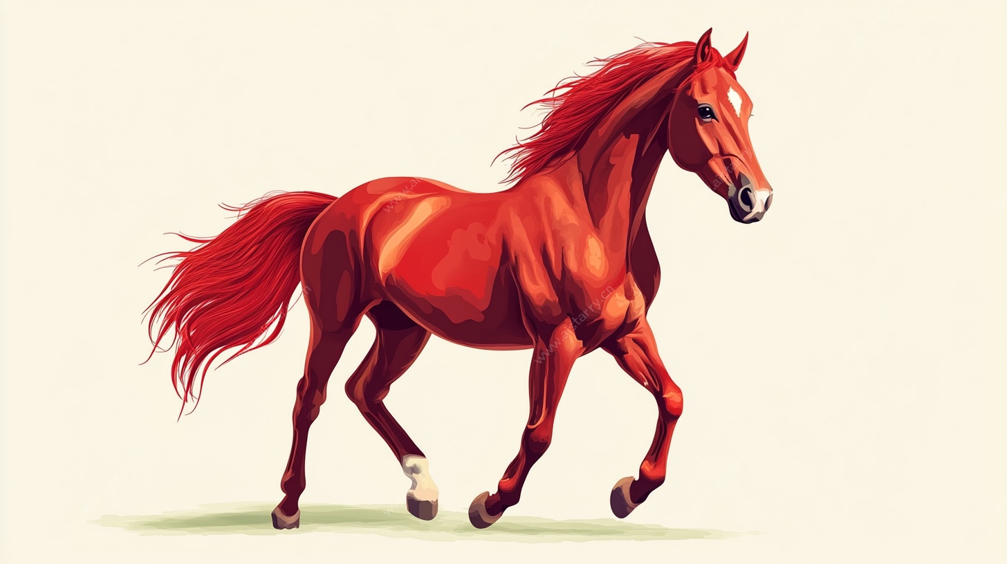 奔腾的赤红色骏马