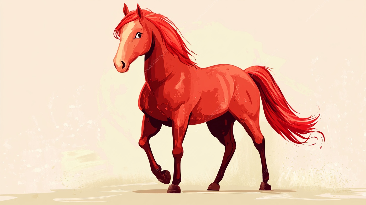 奔腾的赤红色骏马