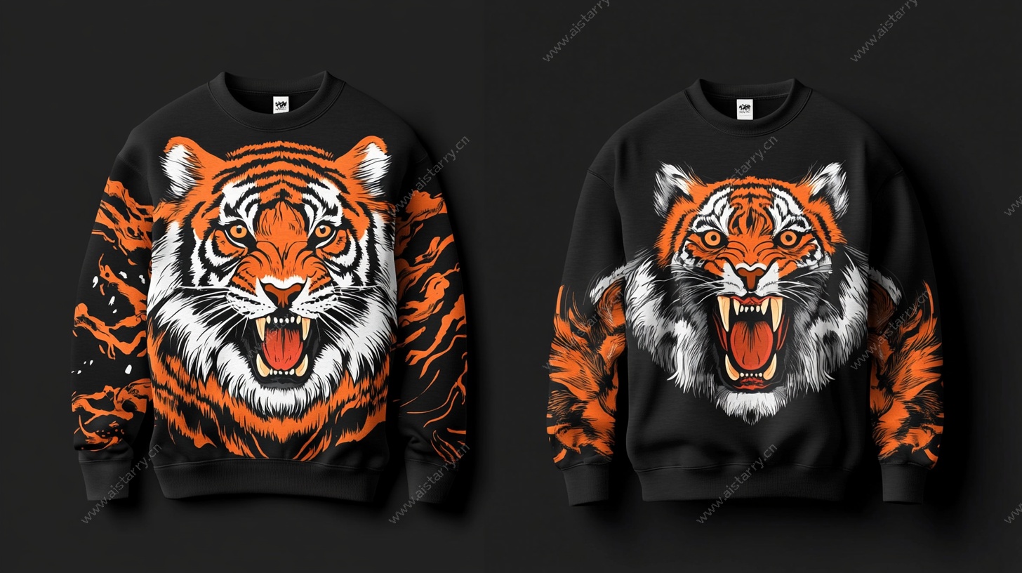 个性虎头图案卫衣设计