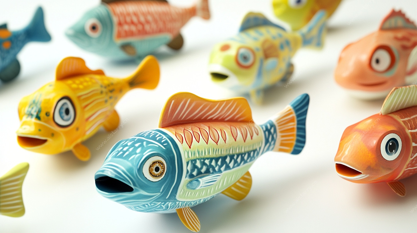 彩色卡通小鱼摆件展示