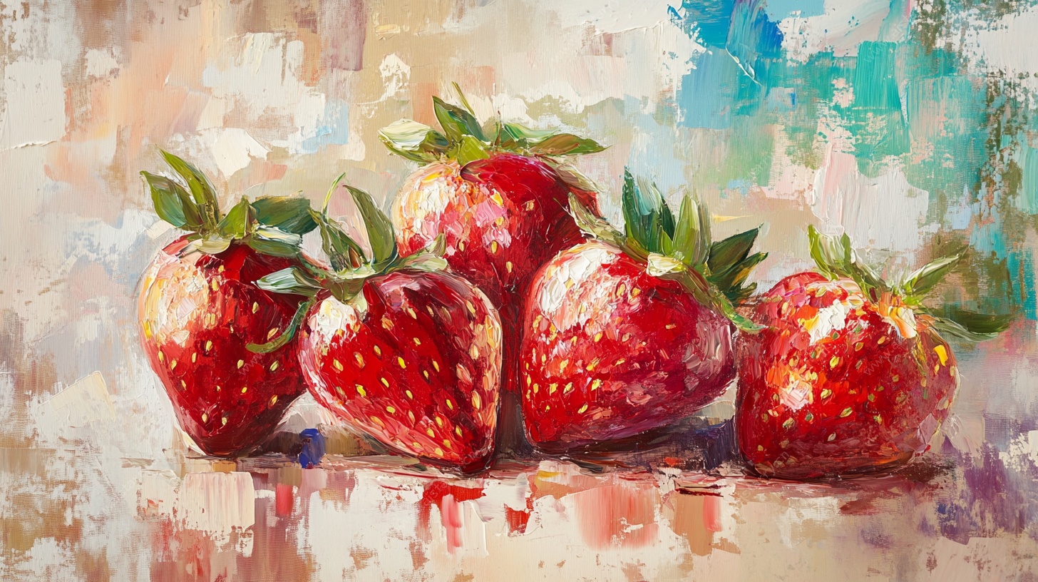 水彩草莓静物画