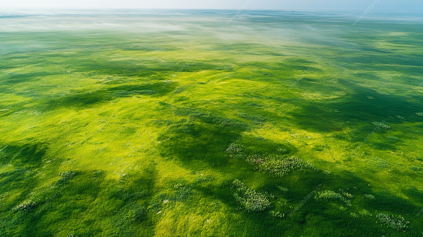 空中俯瞰绿色广袤原野