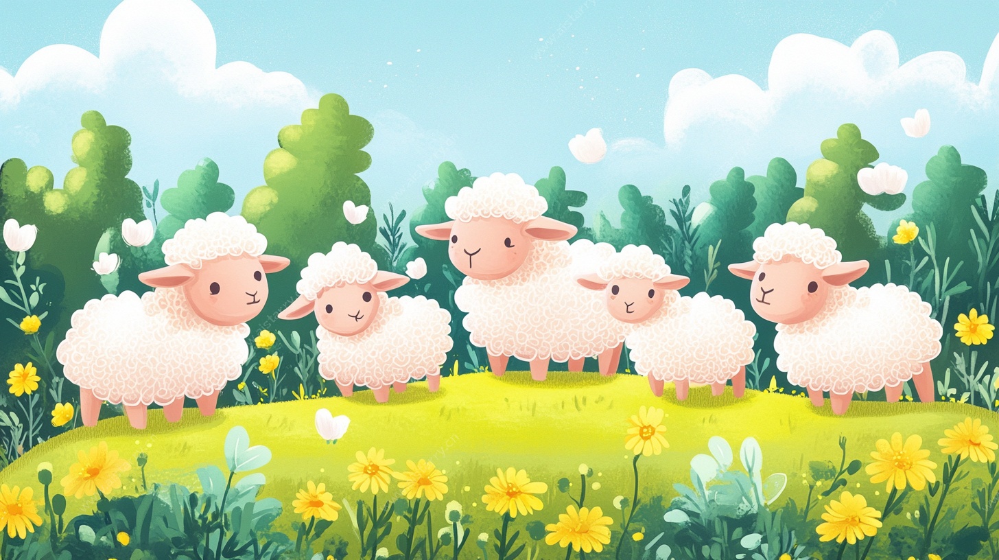 草原上的可爱绵羊群