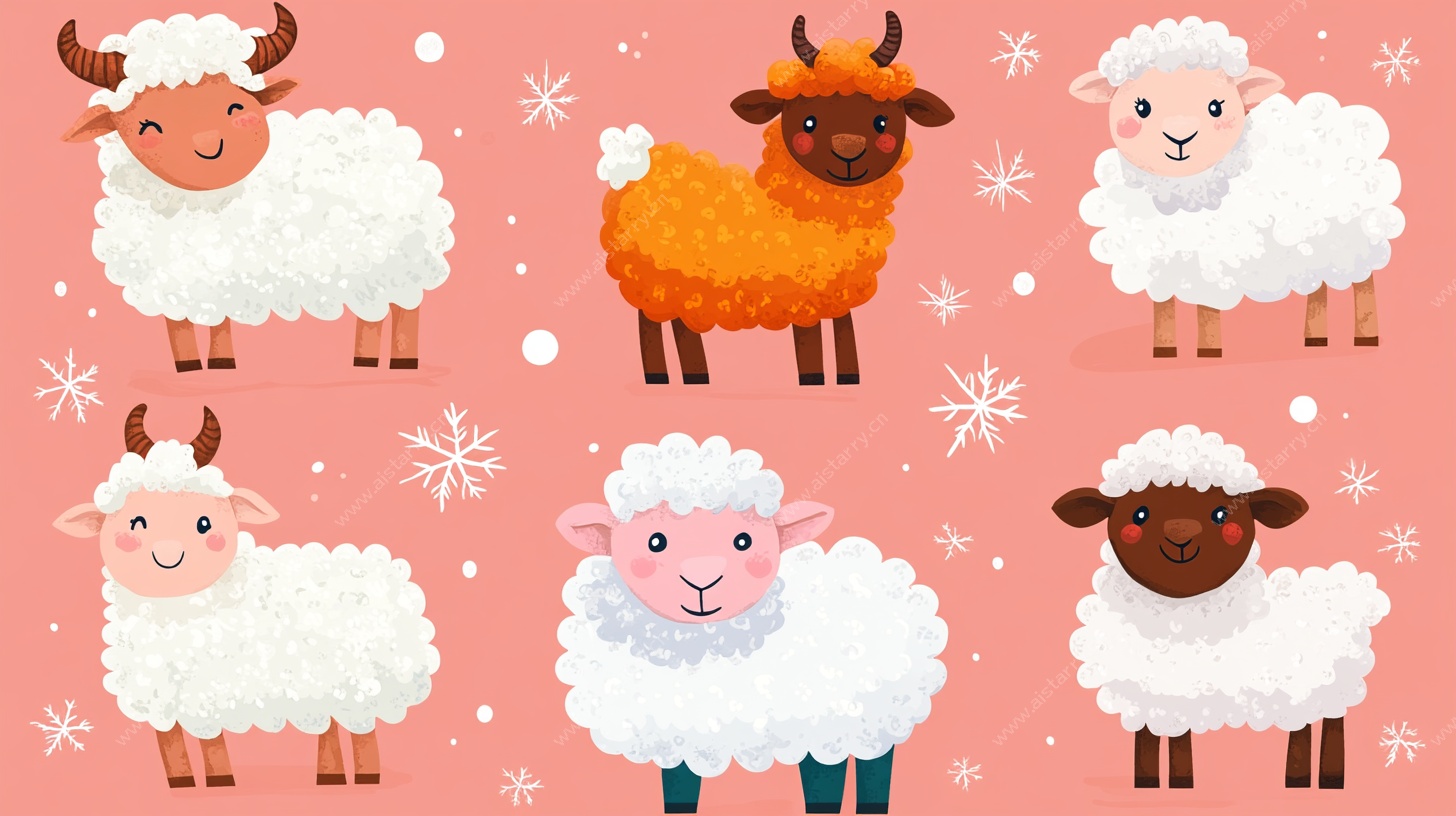 可爱绵羊卡通图案背景图
