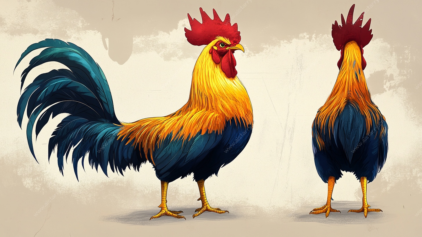 两只雄鸡插画
