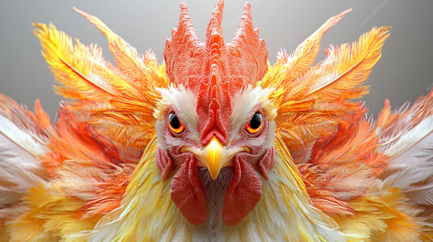 奇幻炫彩公鸡特写