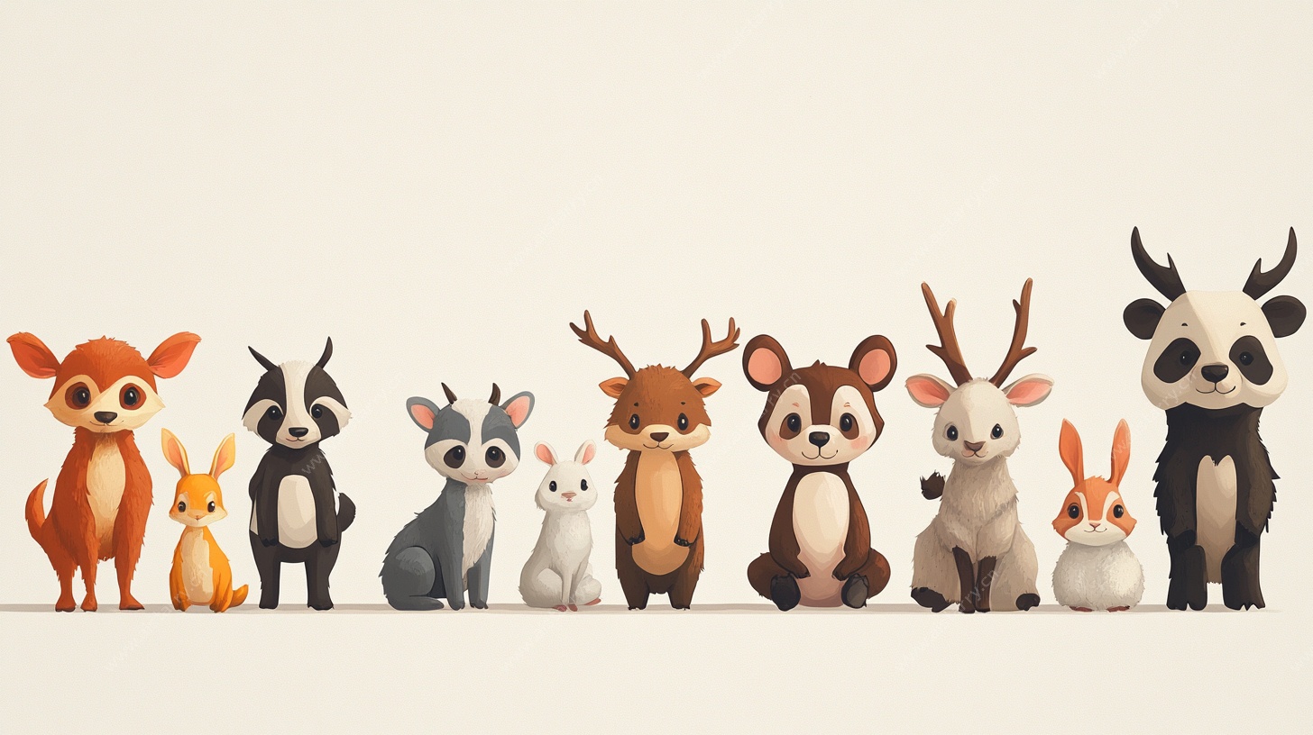 可爱动物排成队萌趣画面