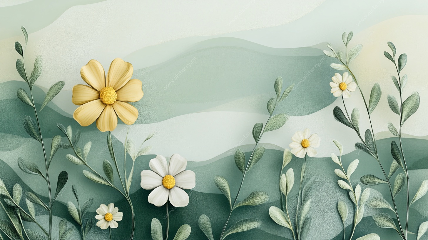 清新花卉田园风插画