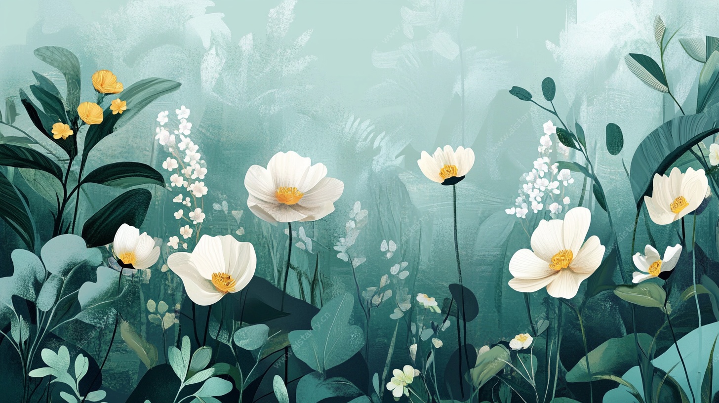 春日花卉绿植插画