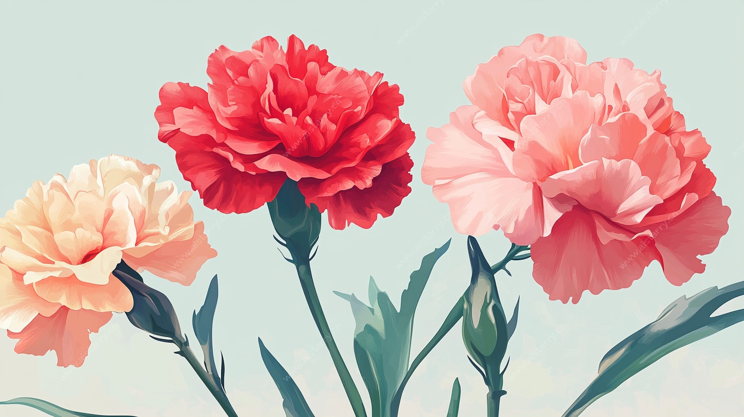 三朵康乃馨插画