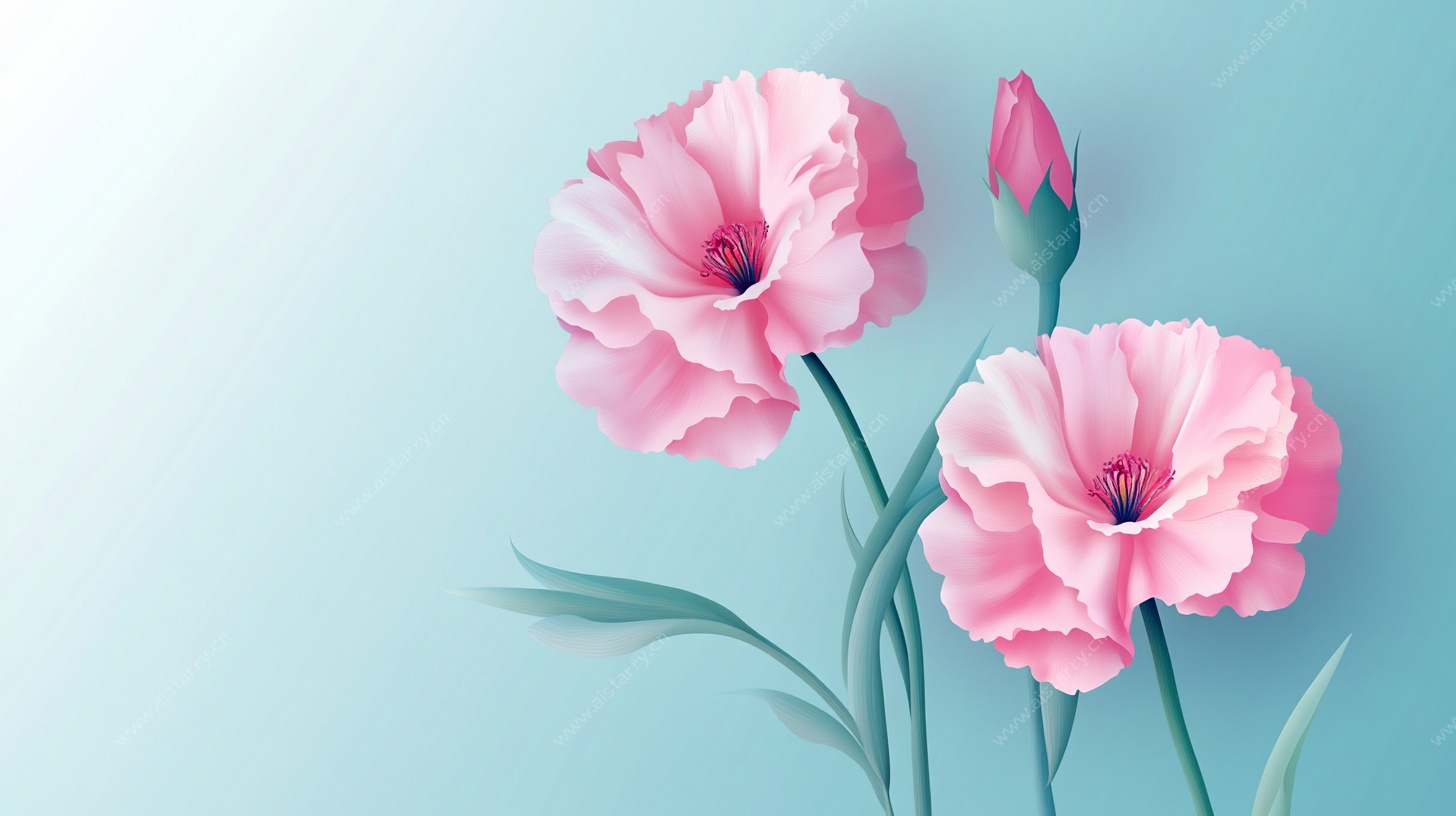 粉色洋桔梗清新插画