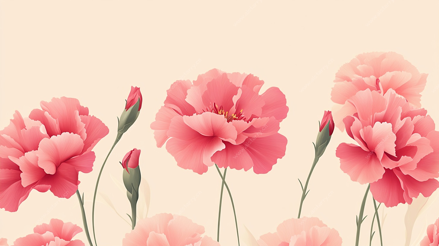 粉色康乃馨花卉插画