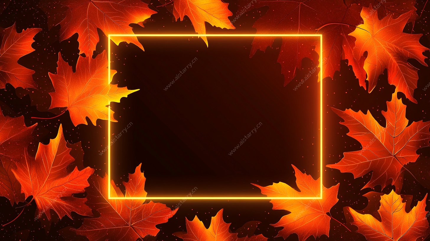 秋叶霓虹边框背景图