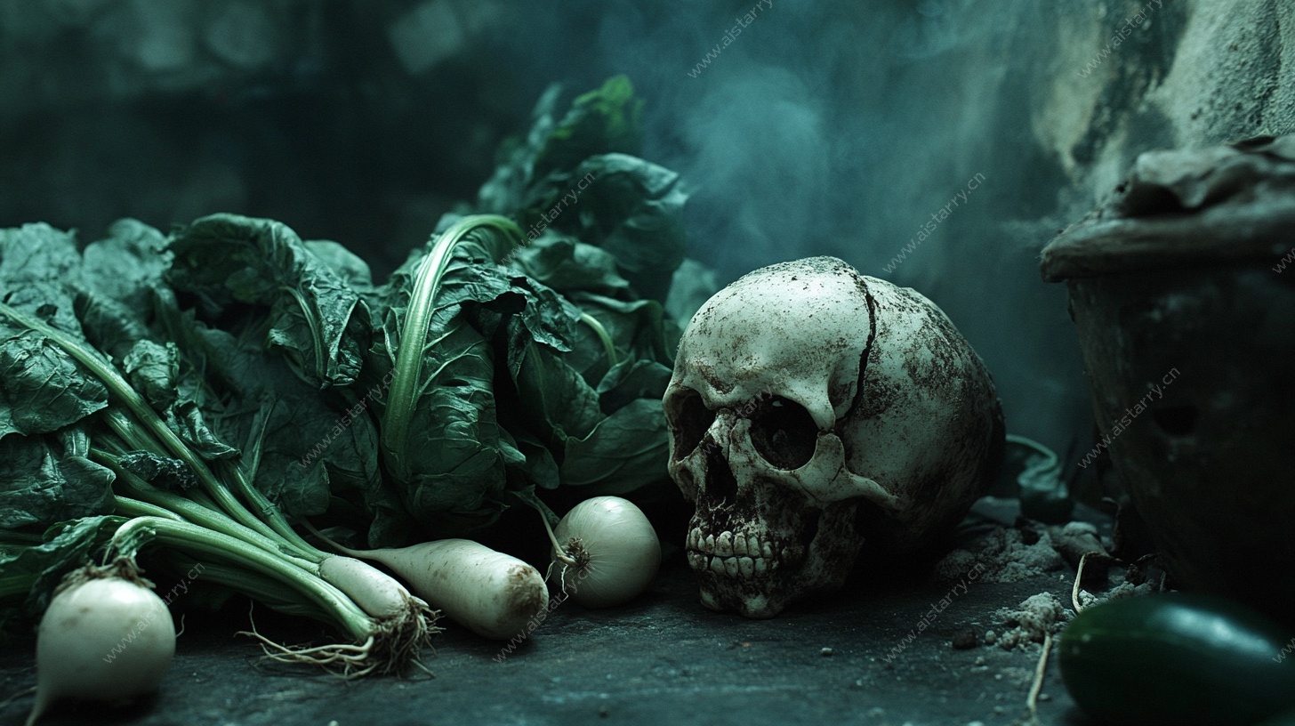 骷髅与蔬菜的奇幻组合