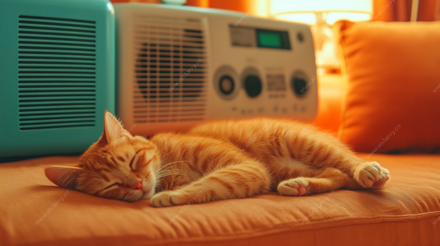 橘猫惬意躺沙发