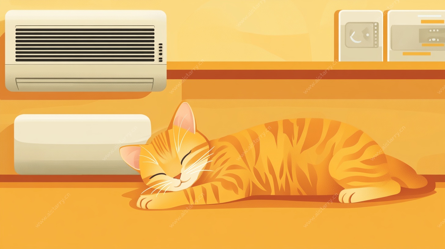 猫咪在空调下惬意安睡