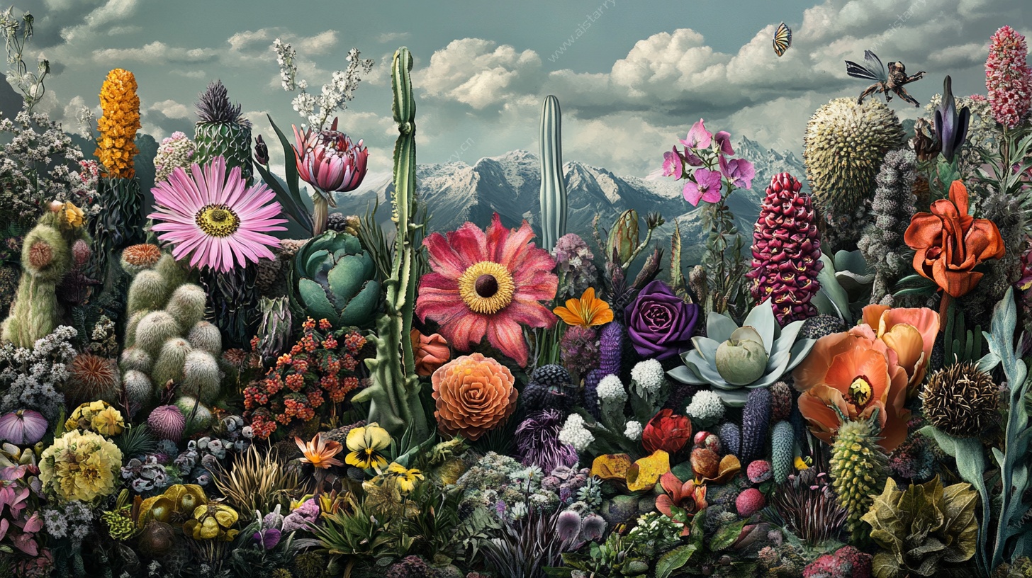 梦幻多彩仙人掌花卉景观