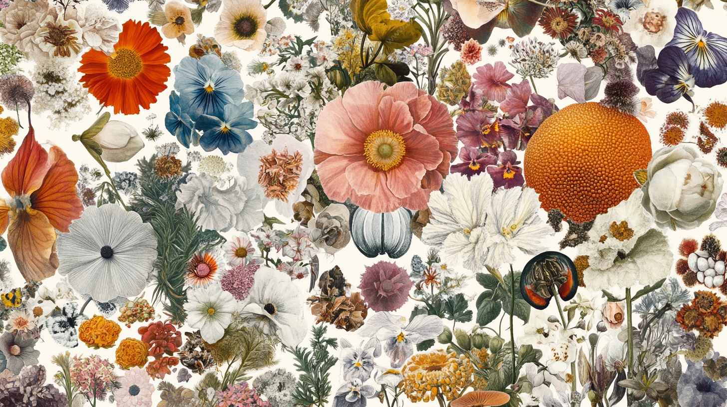 缤纷花卉拼贴画