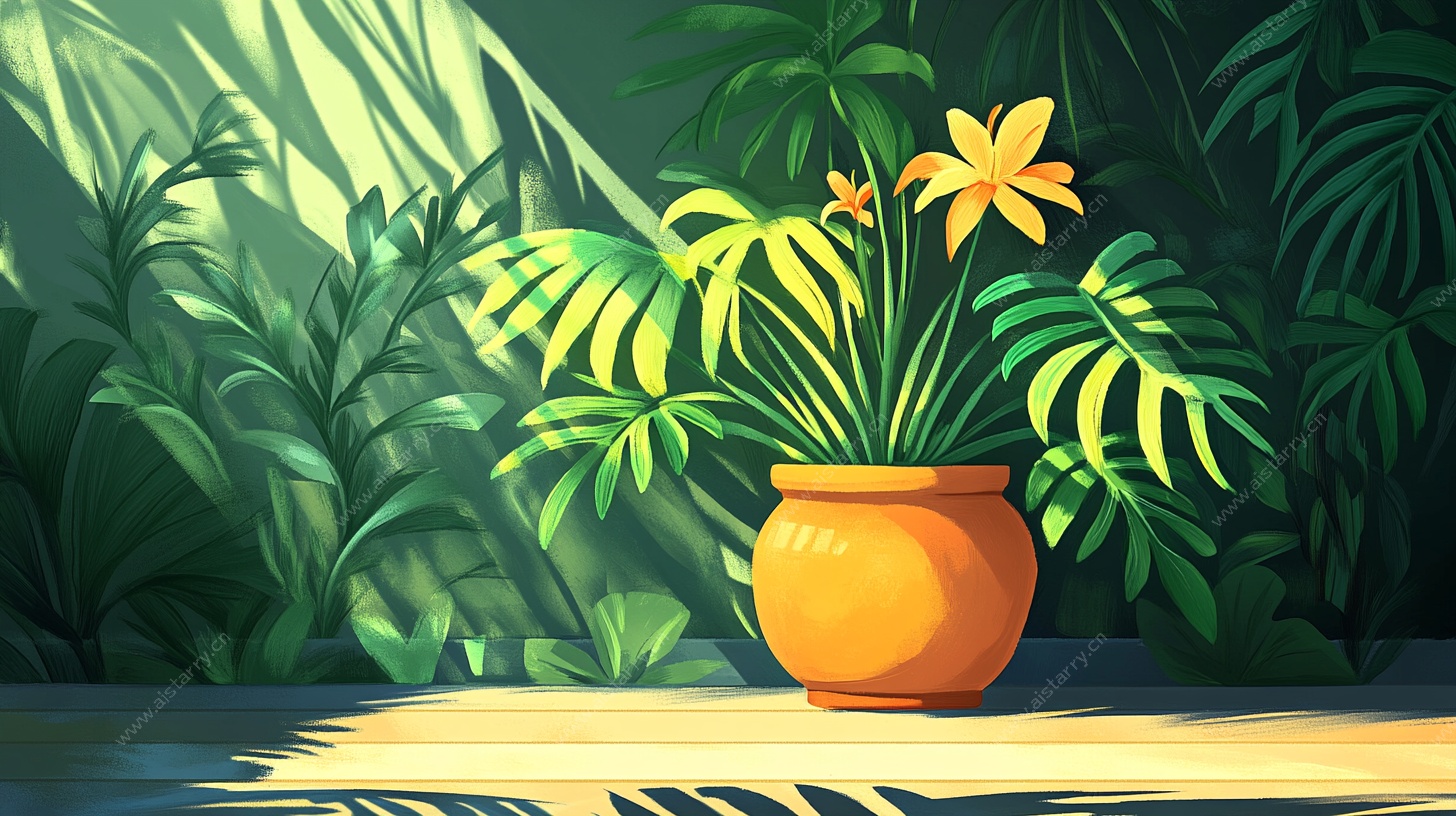 室内盆栽绿植插画作品