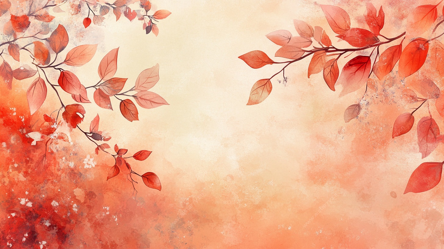 秋韵红叶水彩背景图