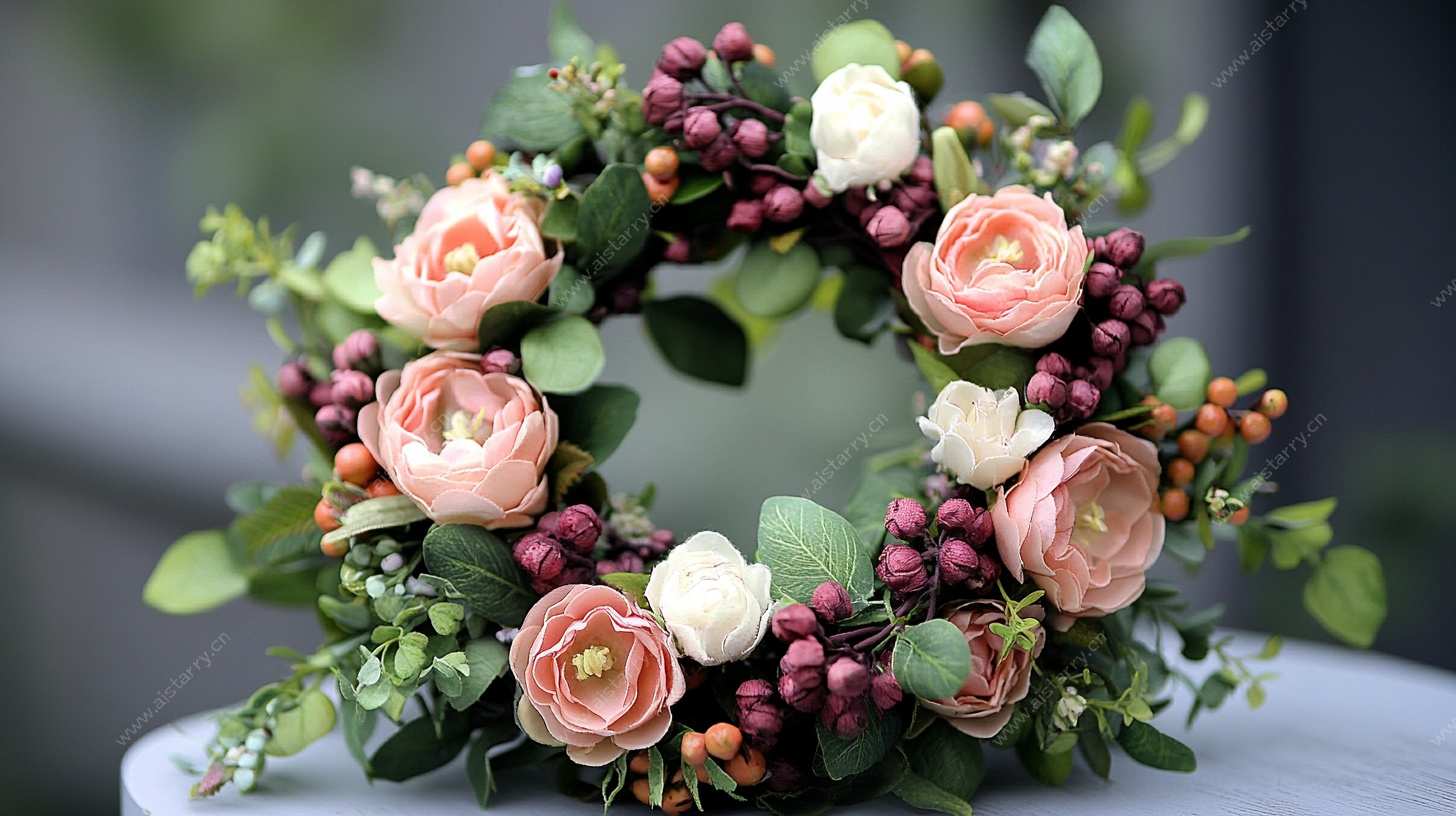 浪漫花卉花环装饰摆件