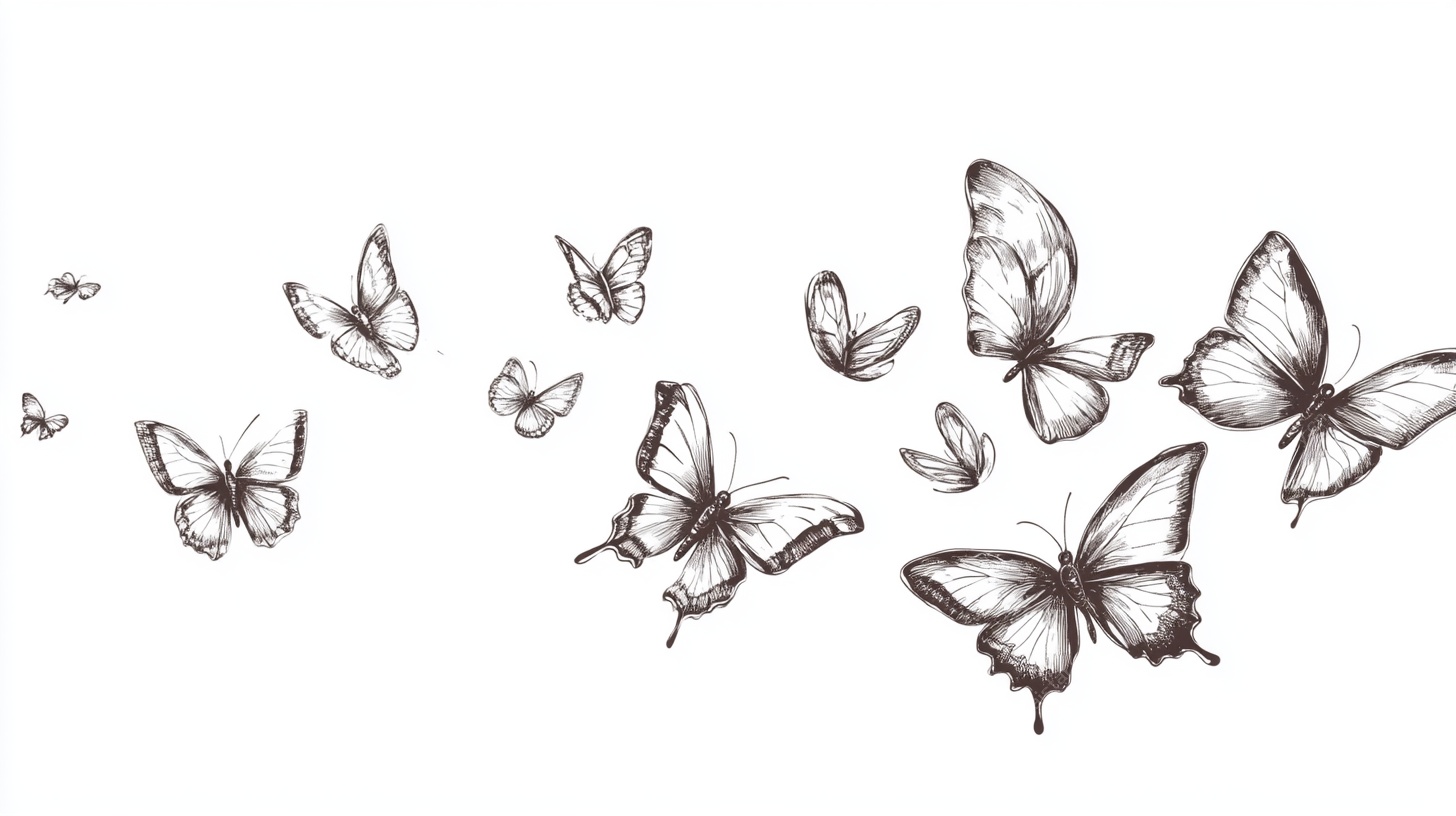 手绘飞舞蝴蝶插画