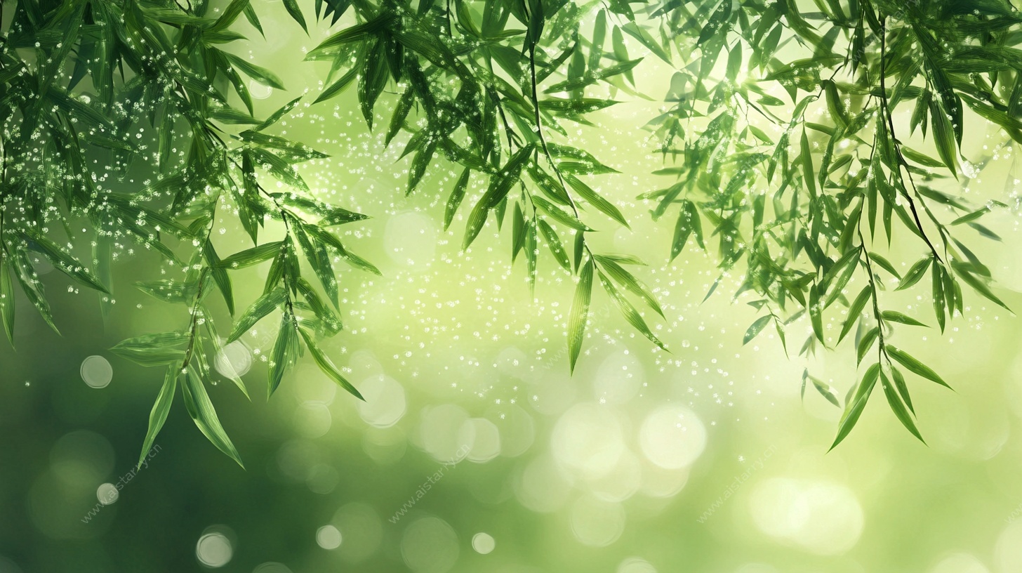 翠绿竹叶的清新景致