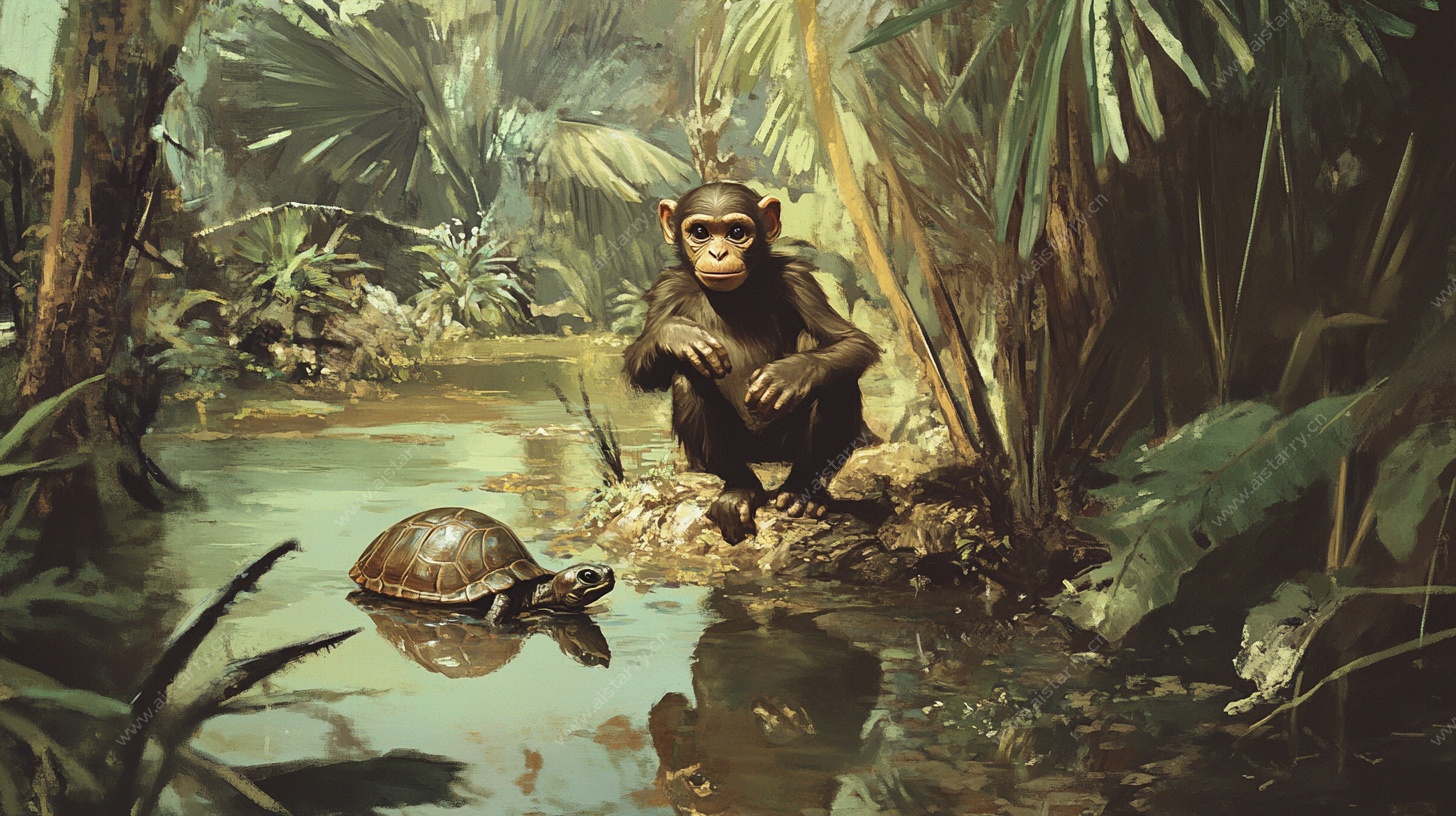 溪边猴龟 丛林静谧一刻