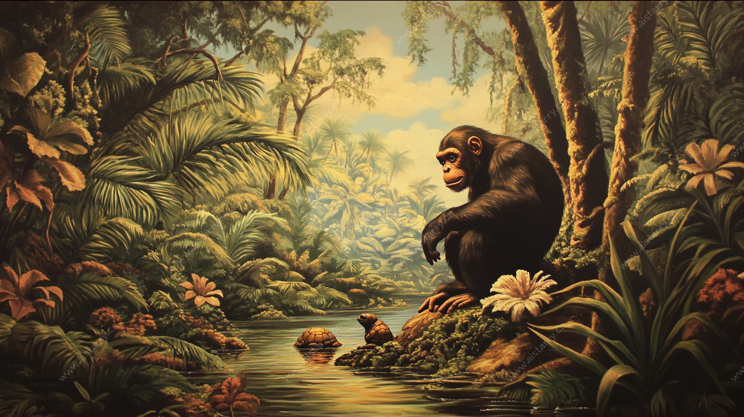 丛林中的沉思猩猩