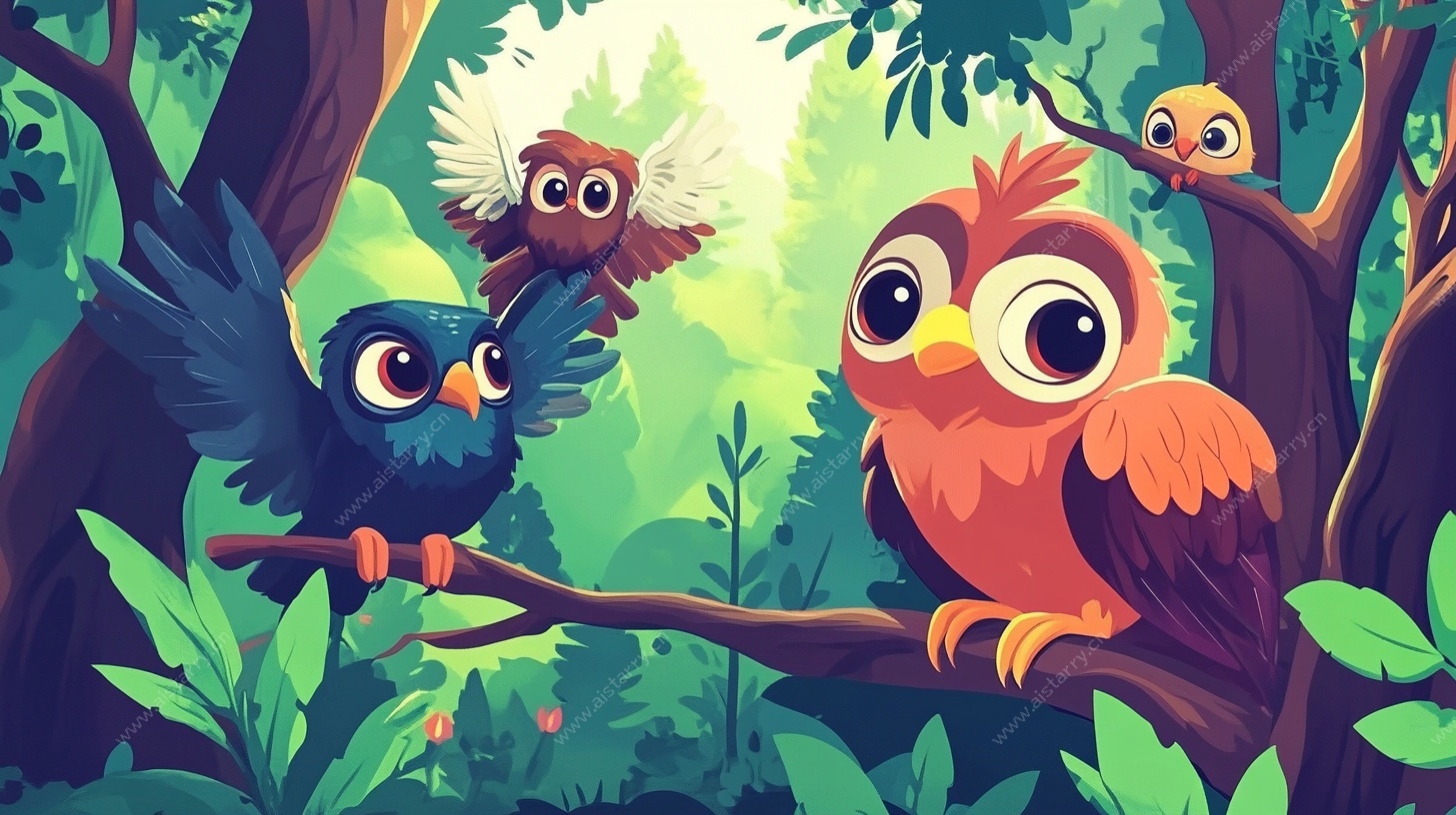 森林中的猫头鹰家族