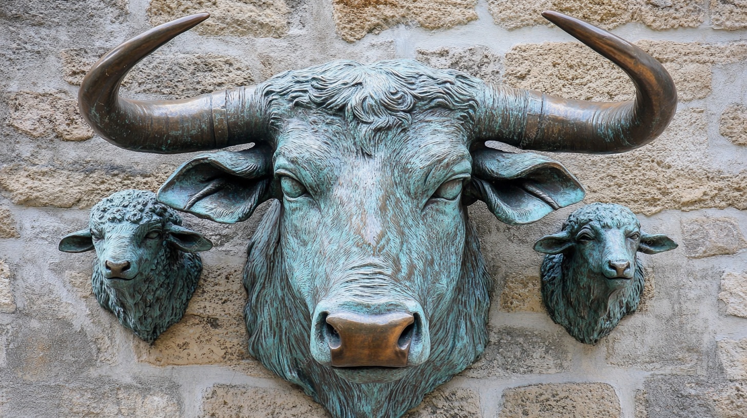 牛头羊头墙面雕塑装饰