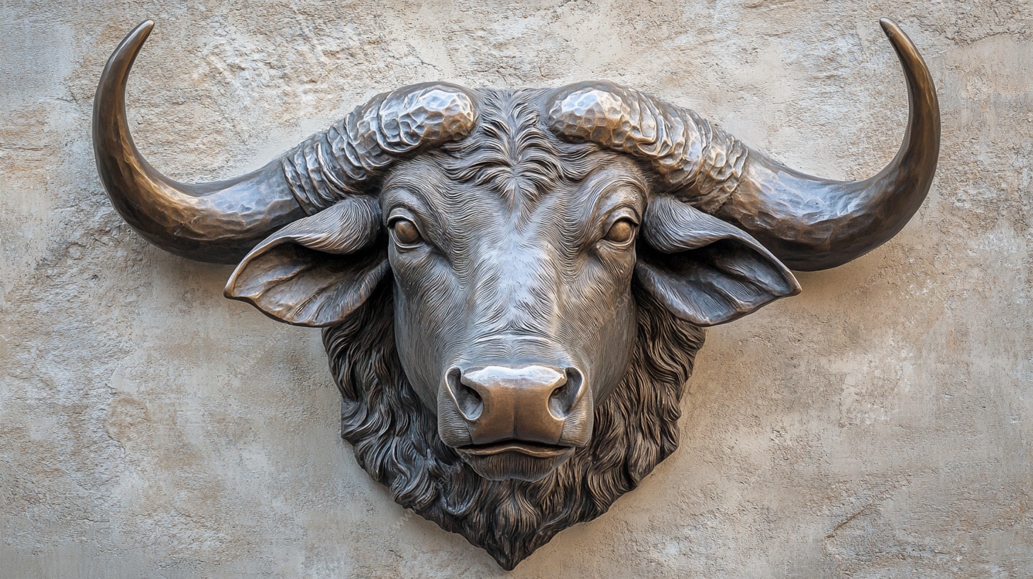 青铜水牛壁挂雕塑