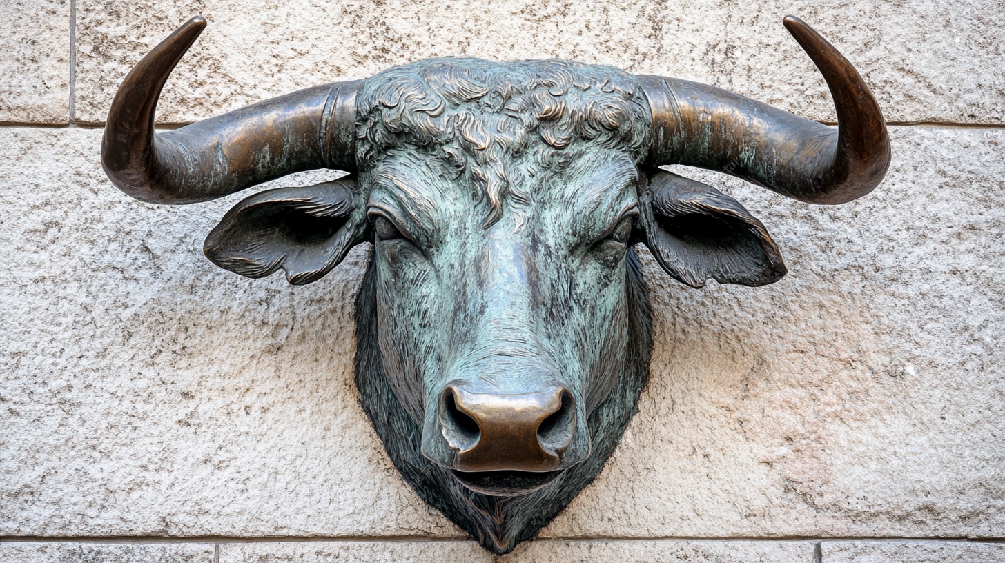 铜牛头像墙面雕塑