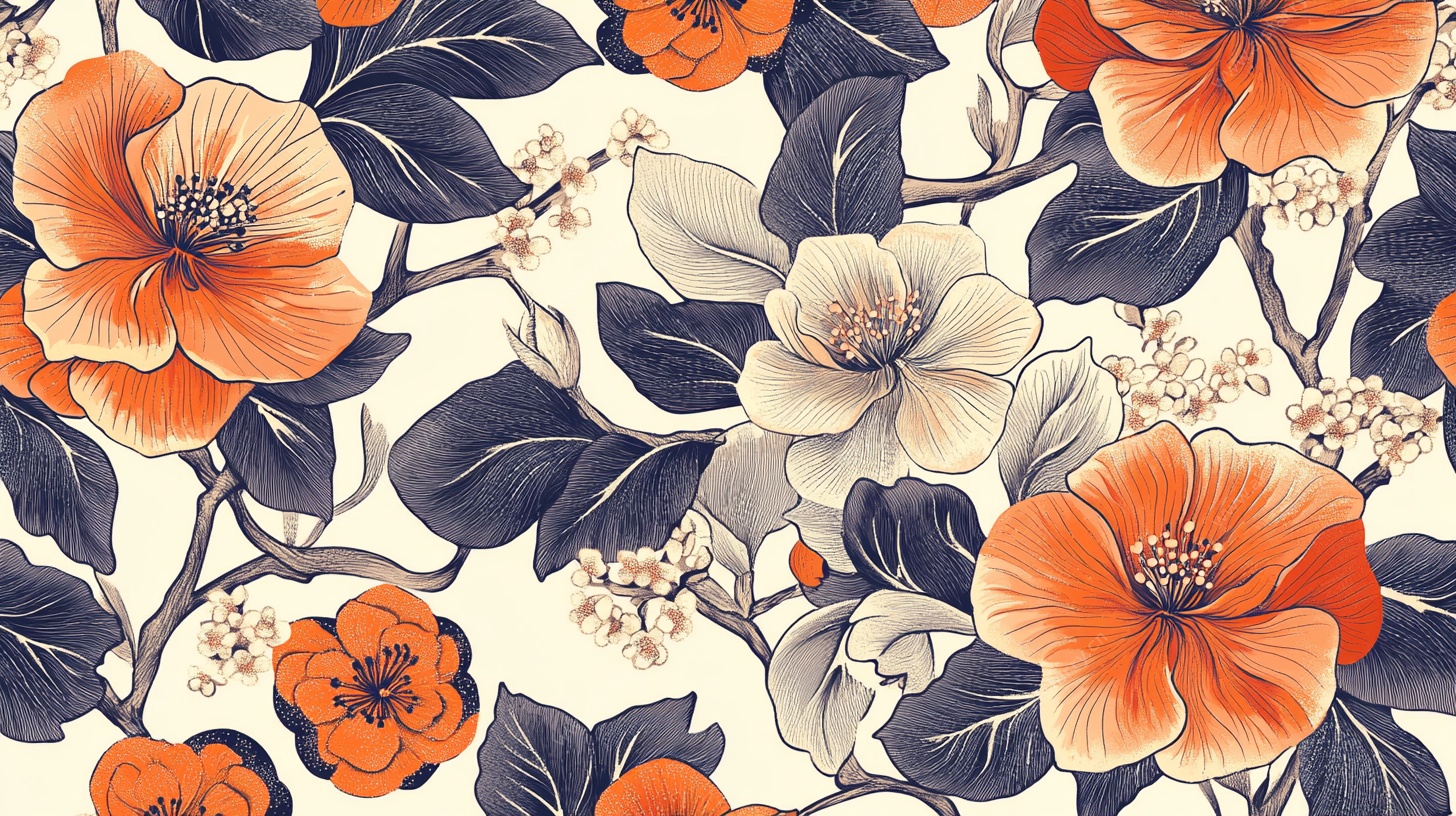 复古花卉图案背景图