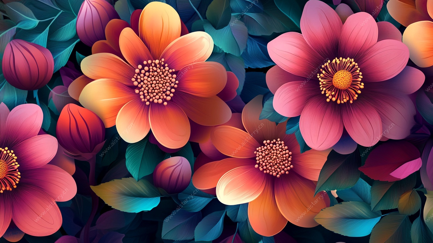 绚丽花卉图案背景图